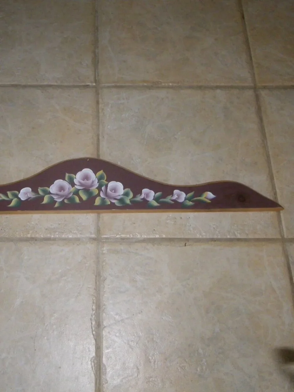 Lovely Hand Painted Flowers Wooden Transom Topper Wall Art Architecture Decor